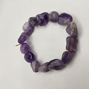 Chunky Amethyst Tumbled Stone Bead Stretch Bracelet